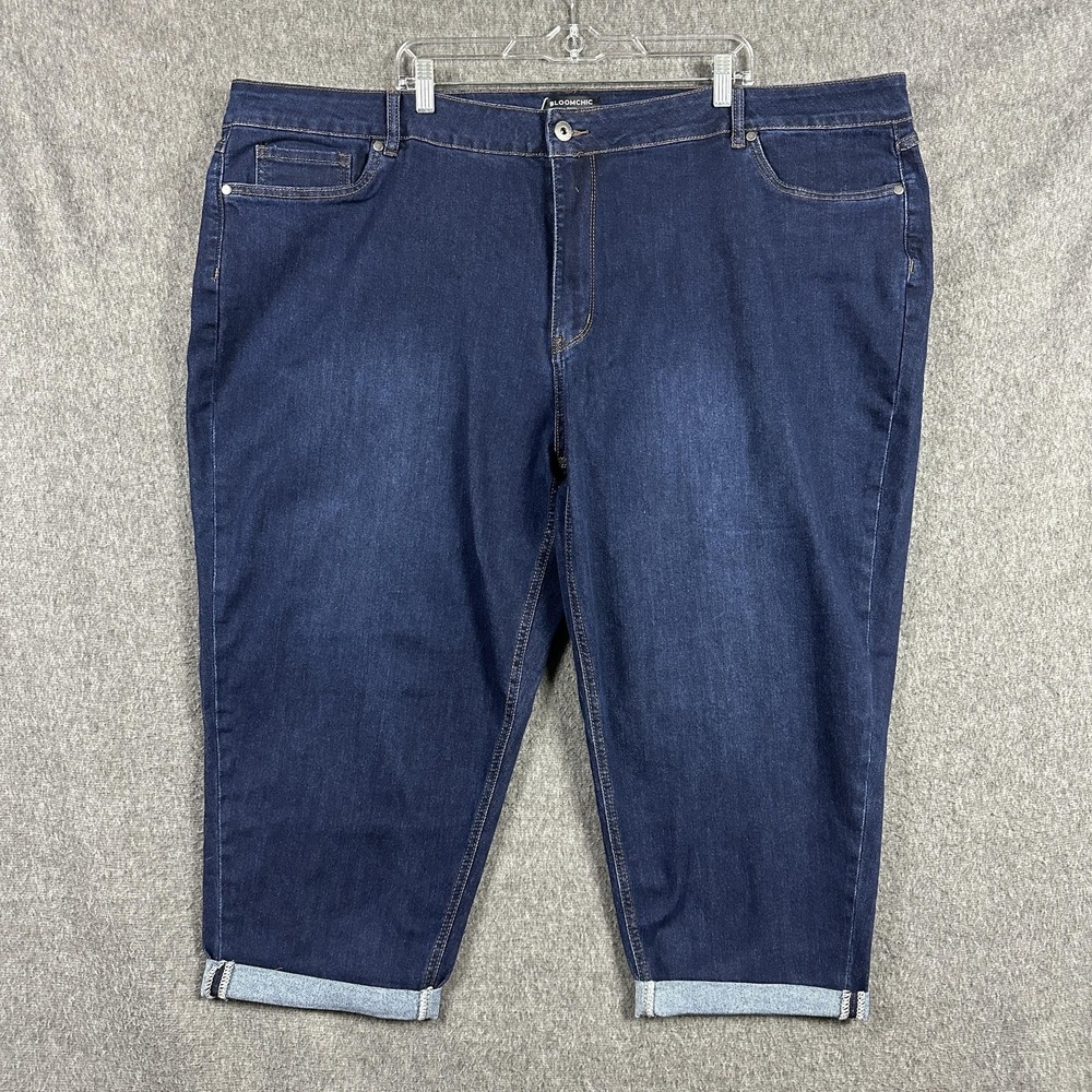 BloomChic Jeans Womens 28 Blue Dark Wash High Rise Relaxed Crop Stretch